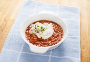 Gazpacho med dampet torskefilet